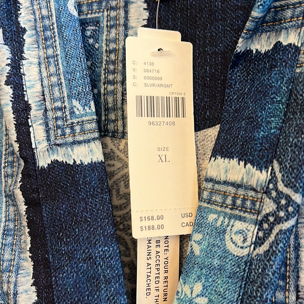 Anthropologie Somerset Maxi Dress New Faux Denim Patchwork Silver/Argent Size XL - Picture 4 of 6